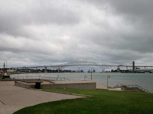 Moody sky and bridge