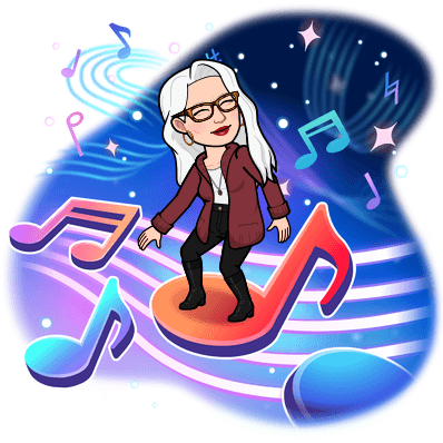 surfing on music notes bitmoji