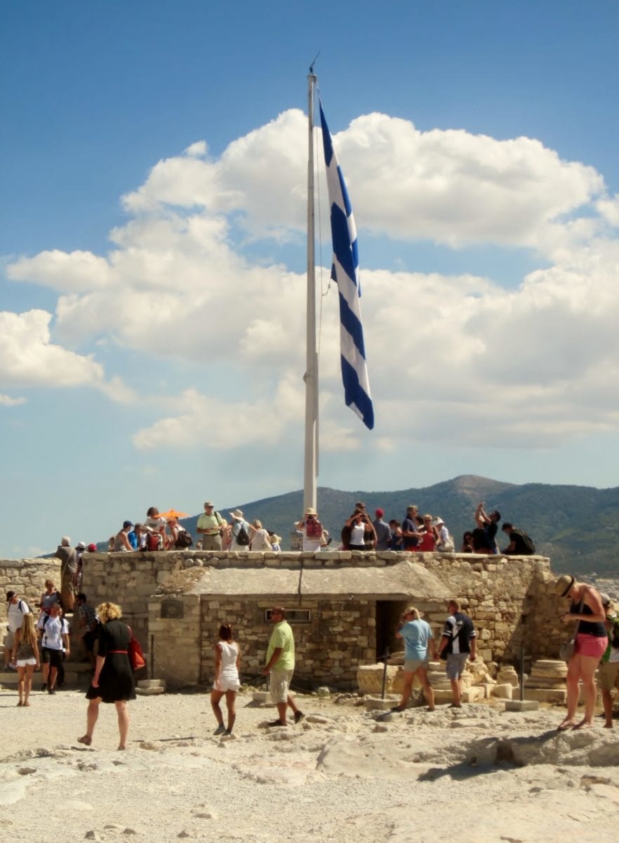 Flag at the back of the Acropolis