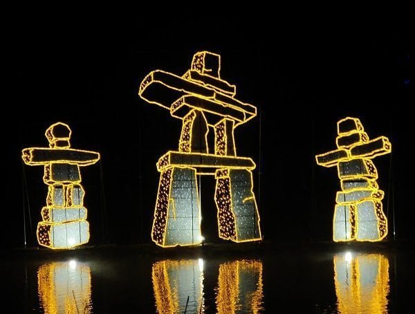 Inuit Light Sculptures on the water