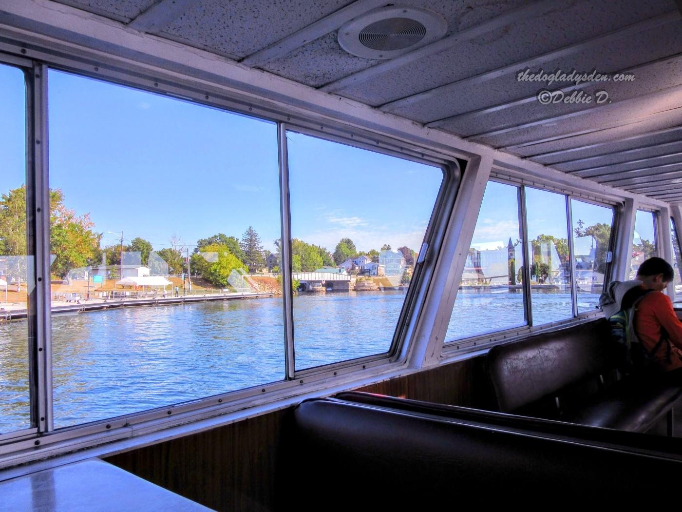 Gananoque tour boat inside looking out